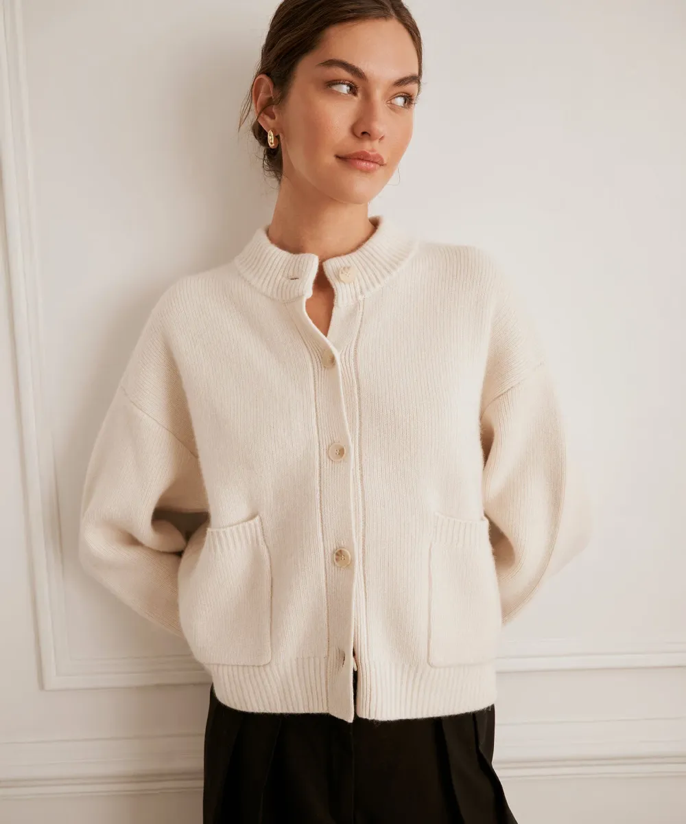 Ultra Luxe Cashmere High Neck Cardigan 3