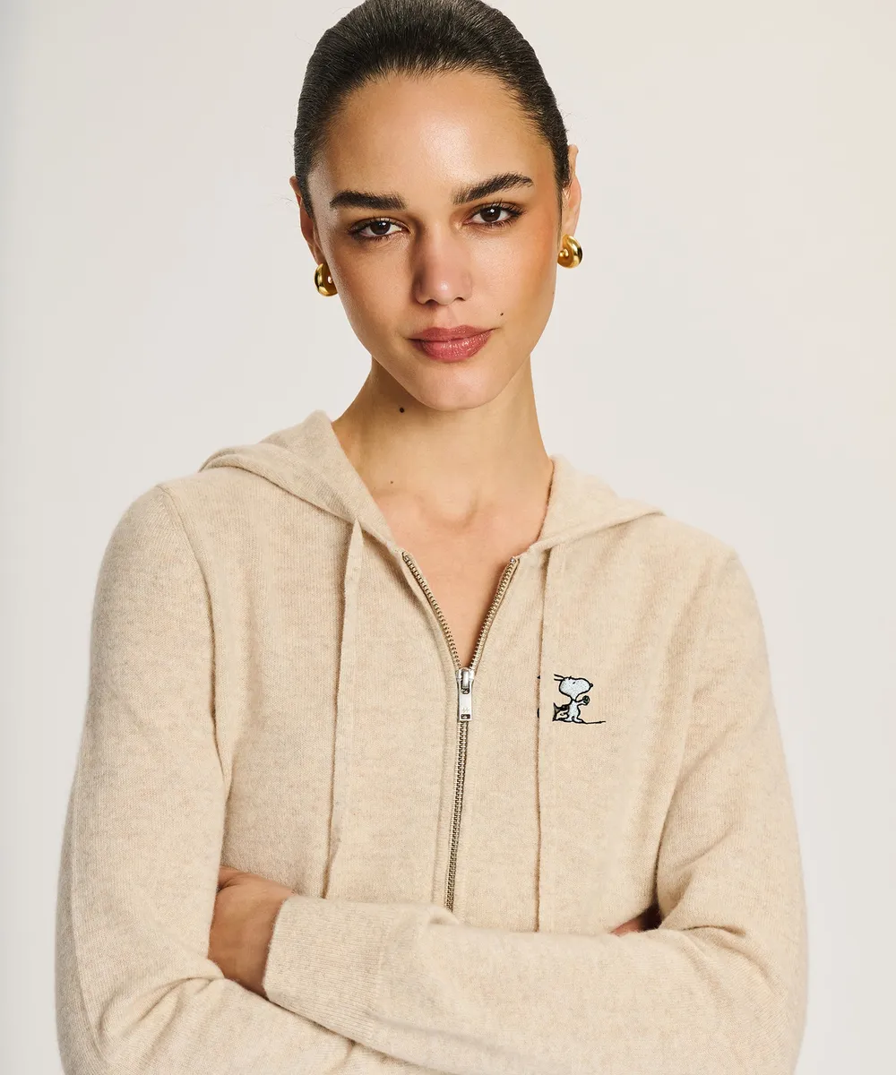 Women's Snoopy Tennis Signature Cashmere Cropped Zip Up Hoodie