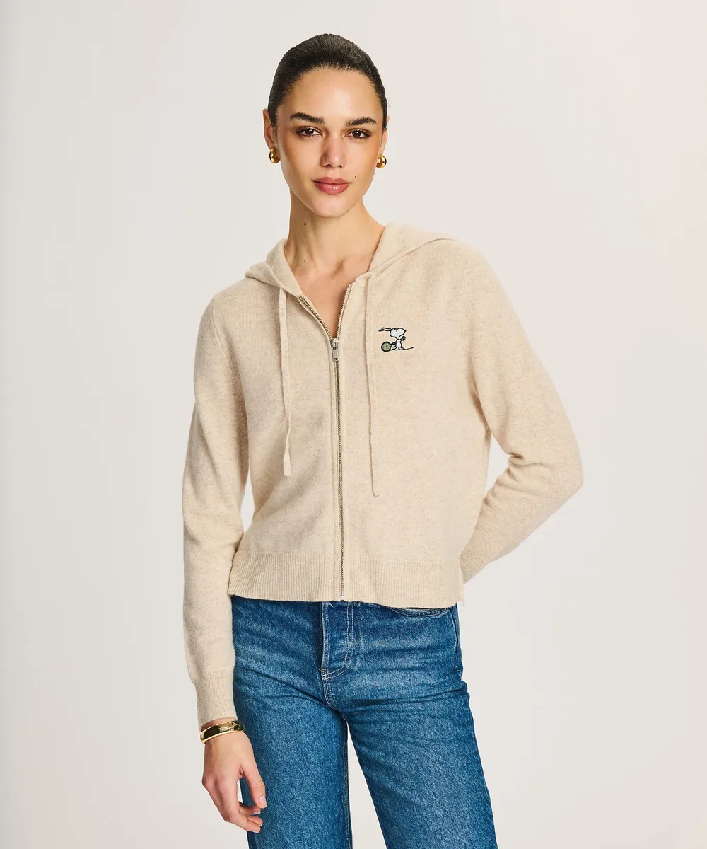 Women's Snoopy Tennis Signature Cashmere Cropped Zip Up Hoodie 3