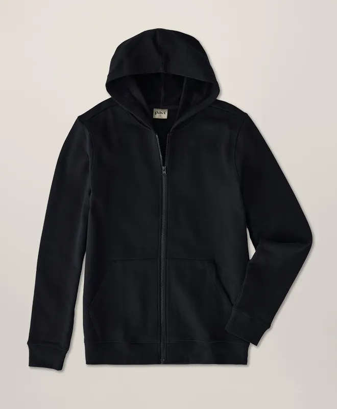 PACT Men's Black Brushed Fleece Zip Hoodie S