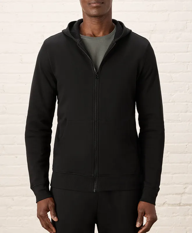PACT Men's Black Brushed Fleece Zip Hoodie S 2