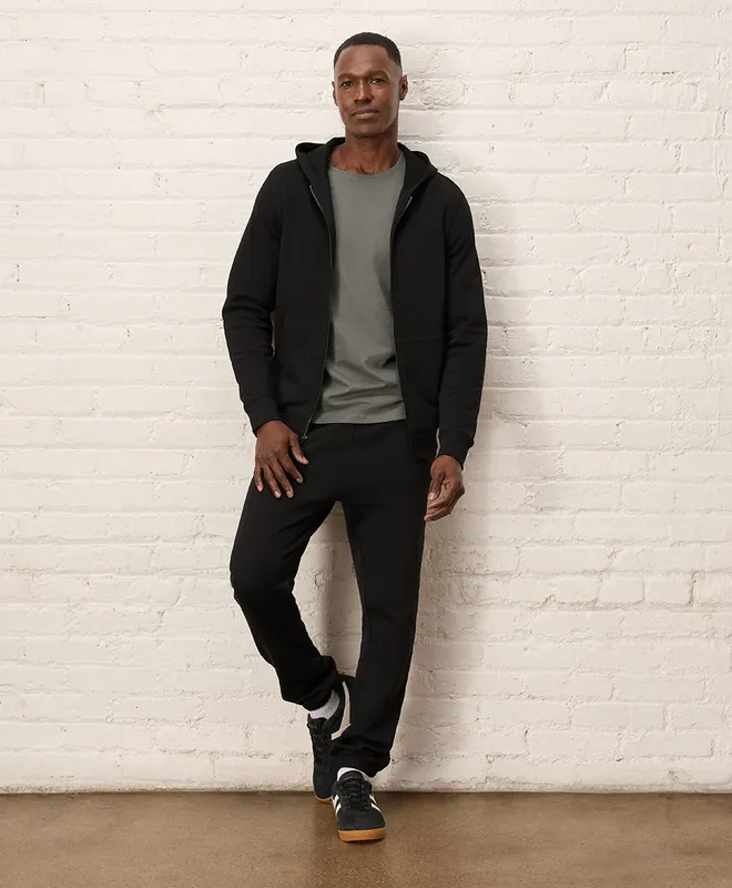 PACT Men's Black Brushed Fleece Zip Hoodie S 3