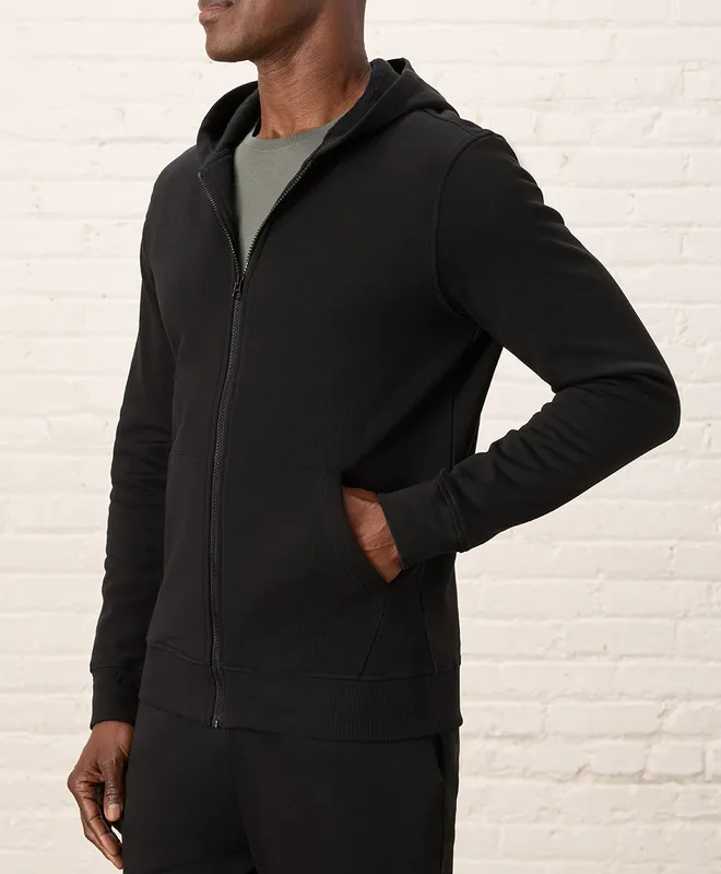 PACT Men's Black Brushed Fleece Zip Hoodie S 4