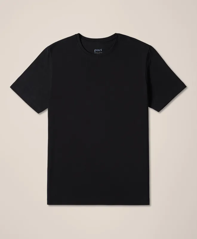 PACT Men's Black Cool Stretch Classic Fit Crewneck Tee S