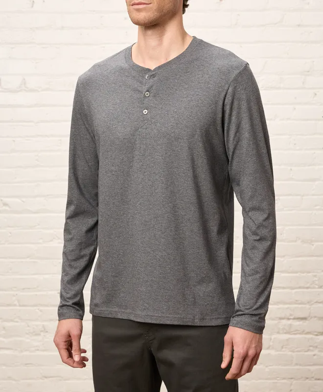PACT Men's Medium Grey Heather Softspun Long Sleeve Henley XL 2