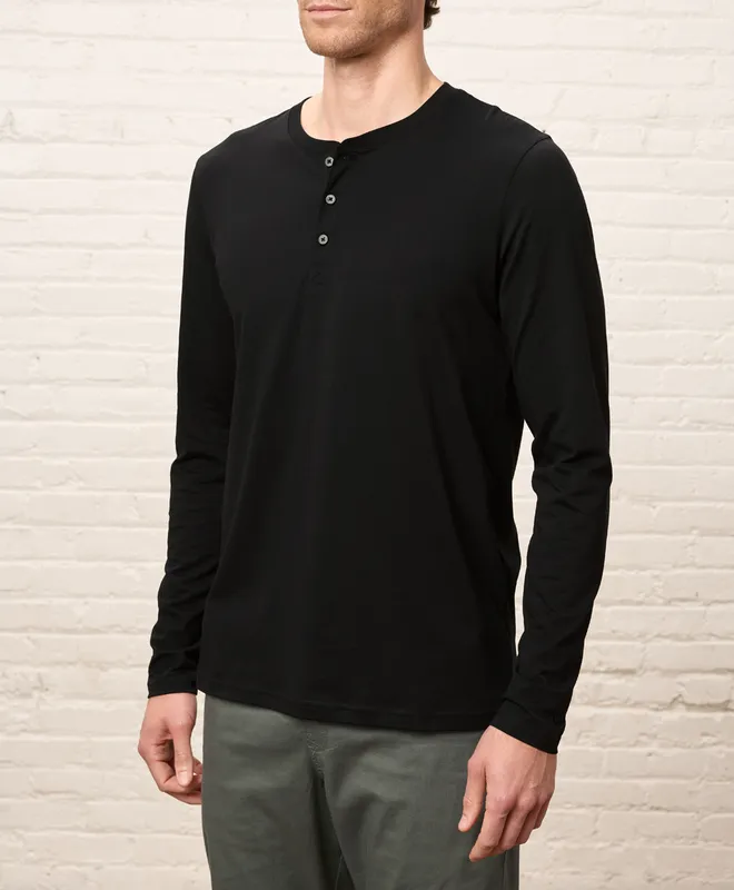 PACT Men's Medium Grey Heather Softspun Long Sleeve Henley XL 5