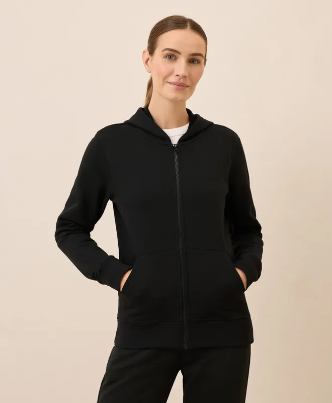 PACT Women's Black Brushed Zip Hoodie XS
