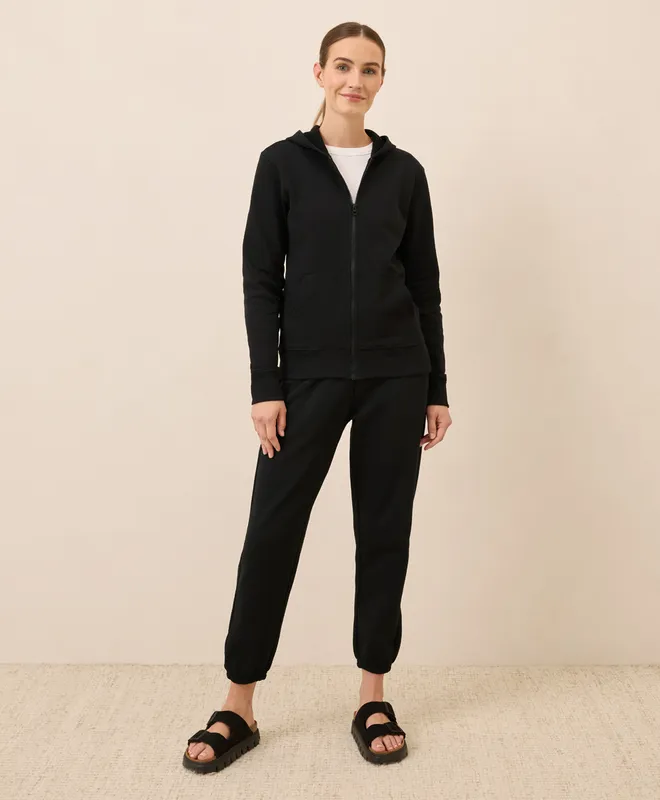 PACT Women's Black Brushed Zip Hoodie XS 3