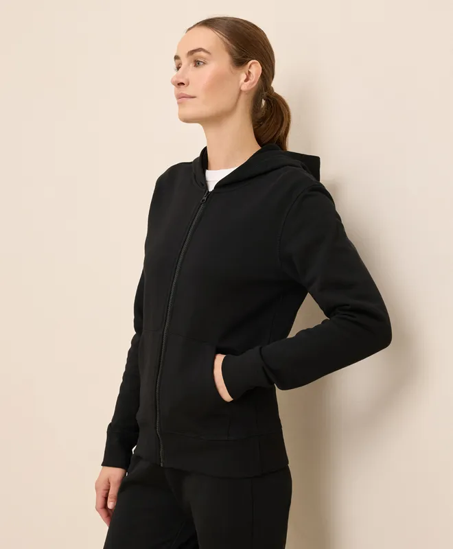 PACT Women's Black Brushed Zip Hoodie XS 4