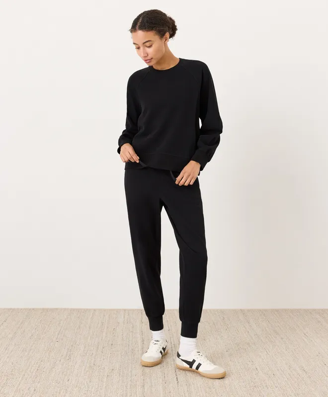 PACT Women's Black CloudKnit Raglan Crew XS 3
