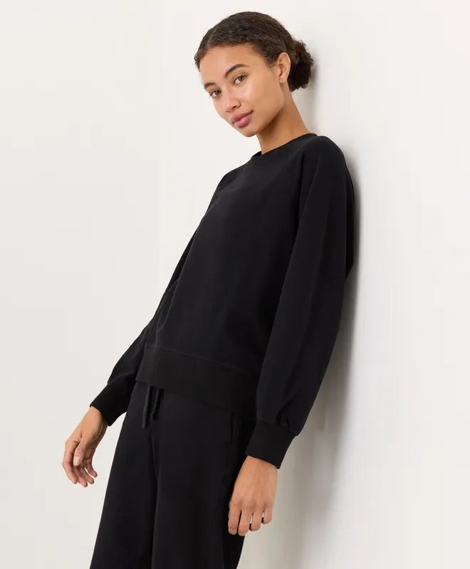 PACT Women's Black CloudKnit Raglan Crew XS 4