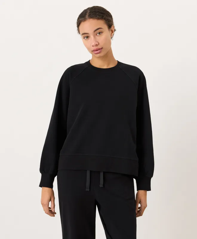PACT Women's Black CloudKnit Raglan Crew XS 5