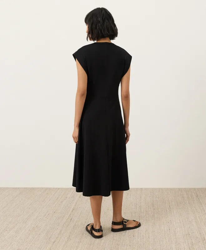 PACT Women's Black Cotton Jersey V-Neck Twist Dress XS 2