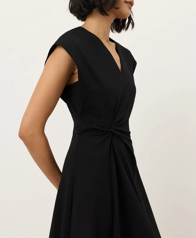 PACT Women's Black Cotton Jersey V-Neck Twist Dress XS 4