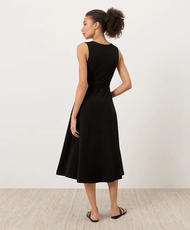 PACT Women's Black Fit & Flare Easy V-Neck Dress XS 2