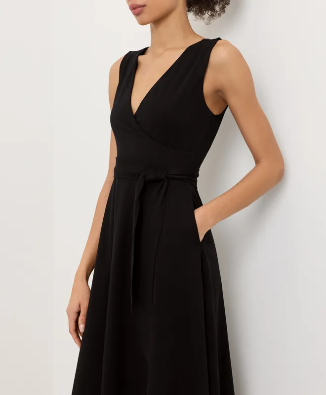 PACT Women's Black Fit & Flare Easy V-Neck Dress XS 4