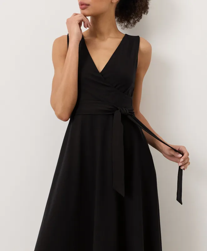 PACT Women's Black Fit & Flare Easy V-Neck Dress XS 5