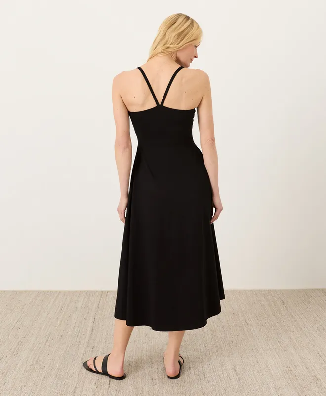 PACT Women's Black Fit & Flare Midi Dress H2 2