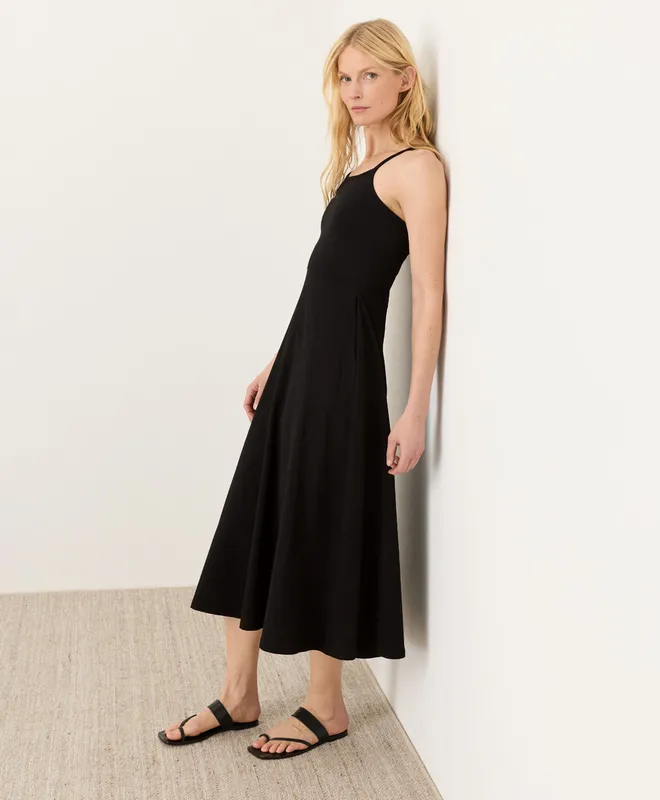 PACT Women's Black Fit & Flare Midi Dress H2 3