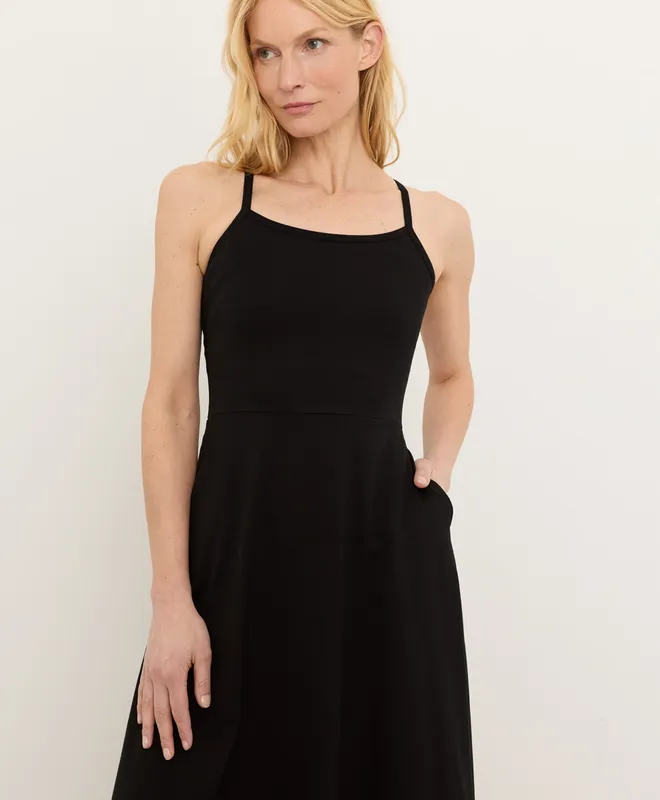 PACT Women's Black Fit & Flare Midi Dress H2 4