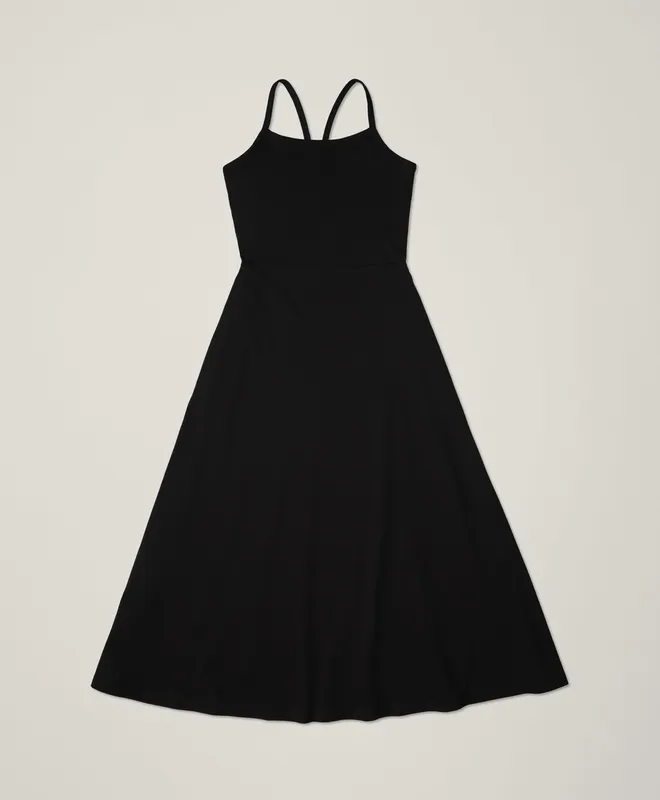 PACT Women's Black Fit & Flare Midi Dress H2 6