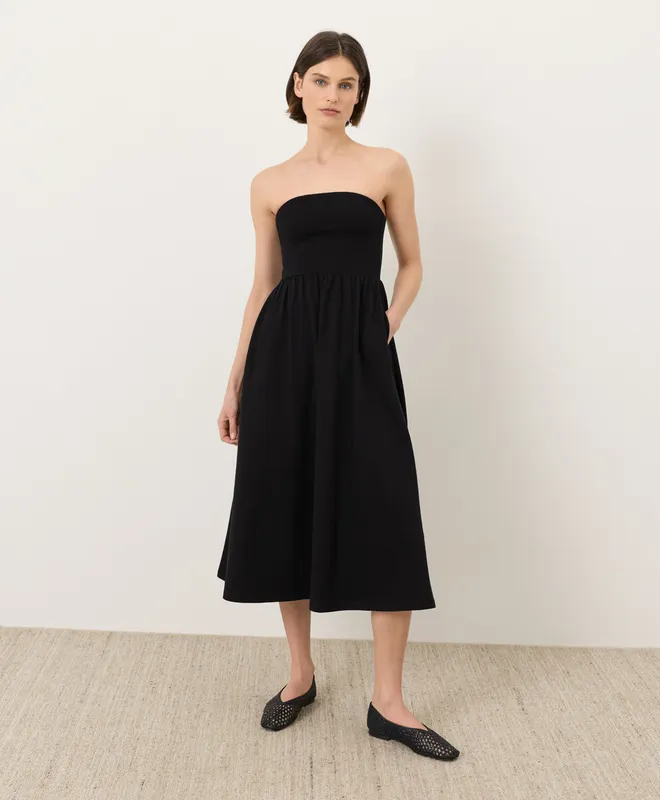 PACT Women's Black Fit & Flare Strapless Dress XS