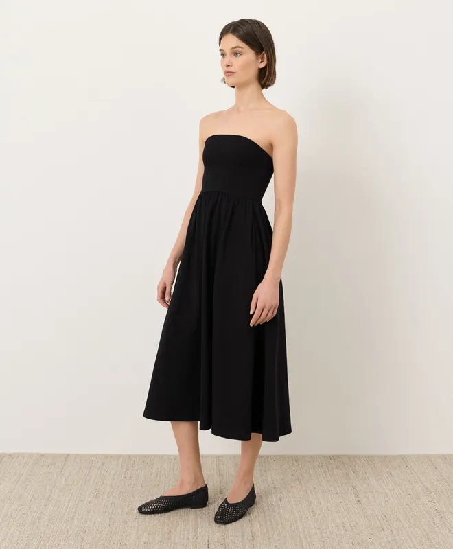PACT Women's Black Fit & Flare Strapless Dress XS 3
