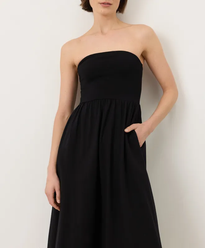 PACT Women's Black Fit & Flare Strapless Dress XS 4