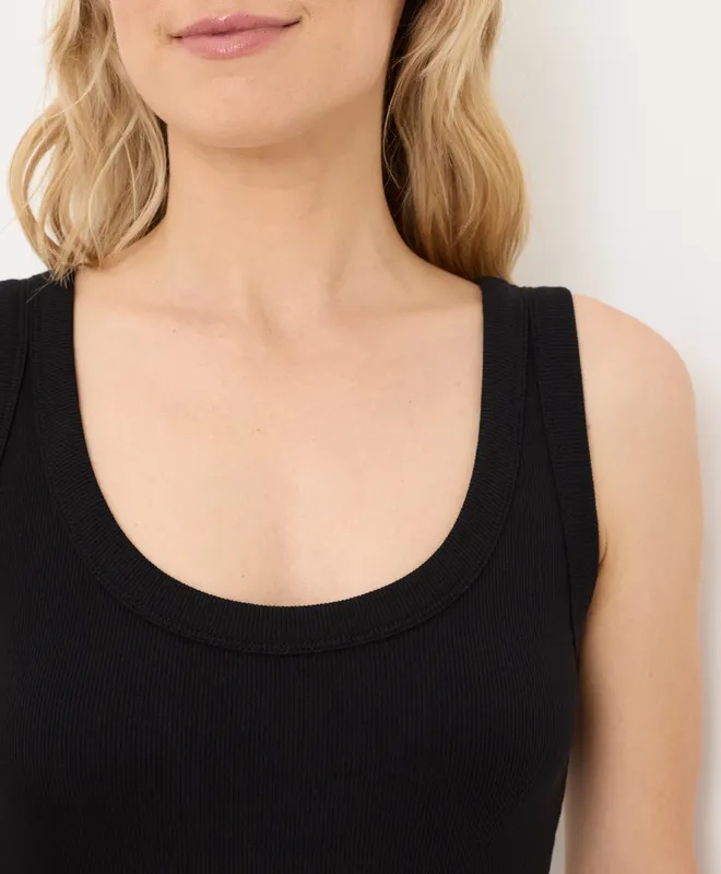 PACT Women's Black Perfect Rib Scoop Neck Tank XS 2