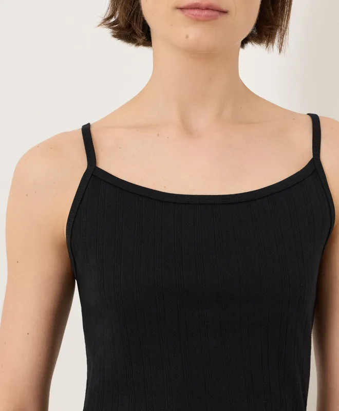 PACT Women's Black Pointelle Cami XS 4