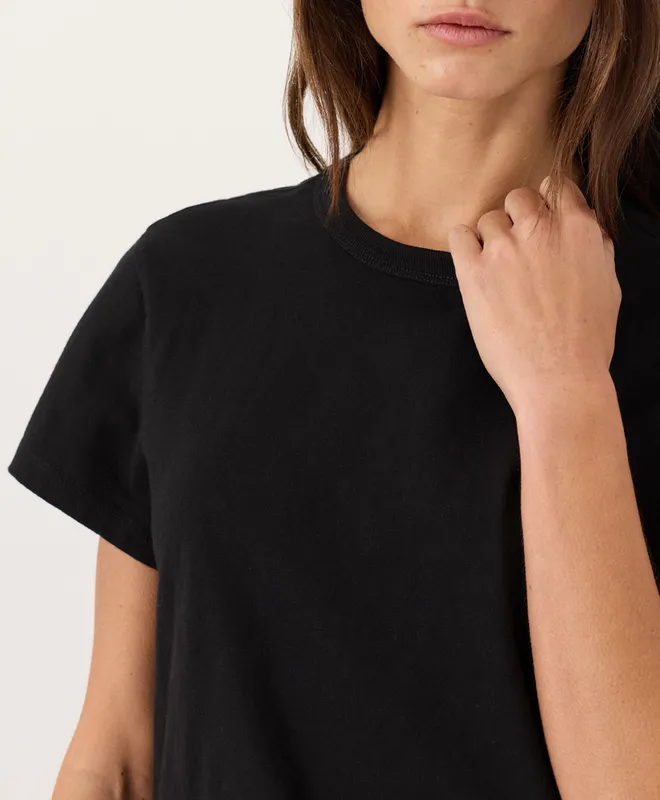 PACT Women's Black Soft-Slub Essential Crewneck Tee XS 2