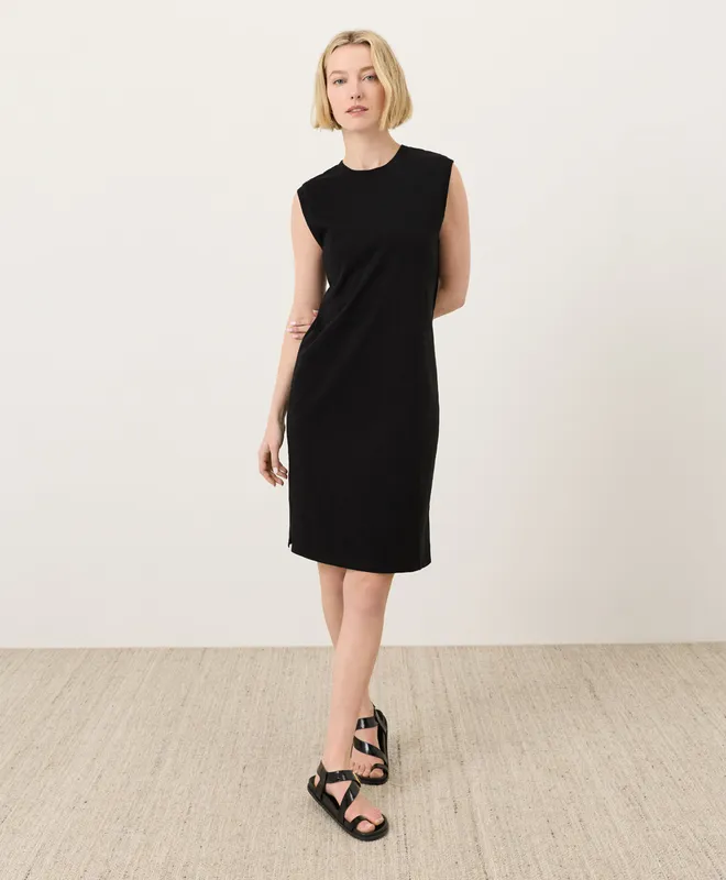 PACT Women's Black Soft-Slub Essential Easy Muscle Tee Dress XS