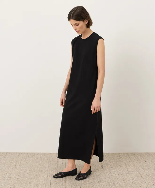 PACT Women's Black Soft-Slub Essential Easy Muscle Tee Maxi Dress XS 3