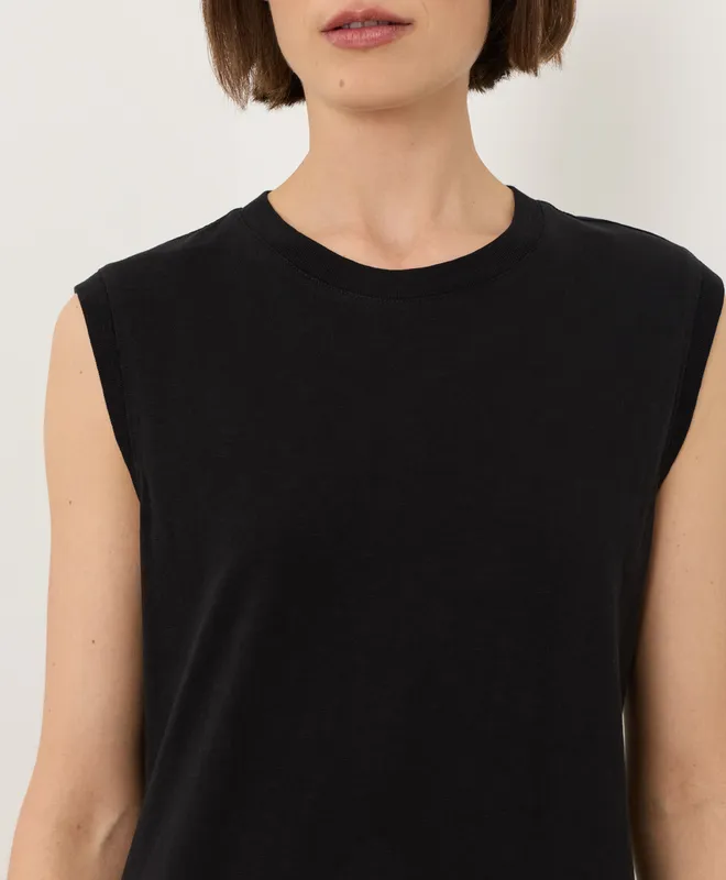 PACT Women's Black Soft-Slub Essential Easy Muscle Tee Maxi Dress XS 4