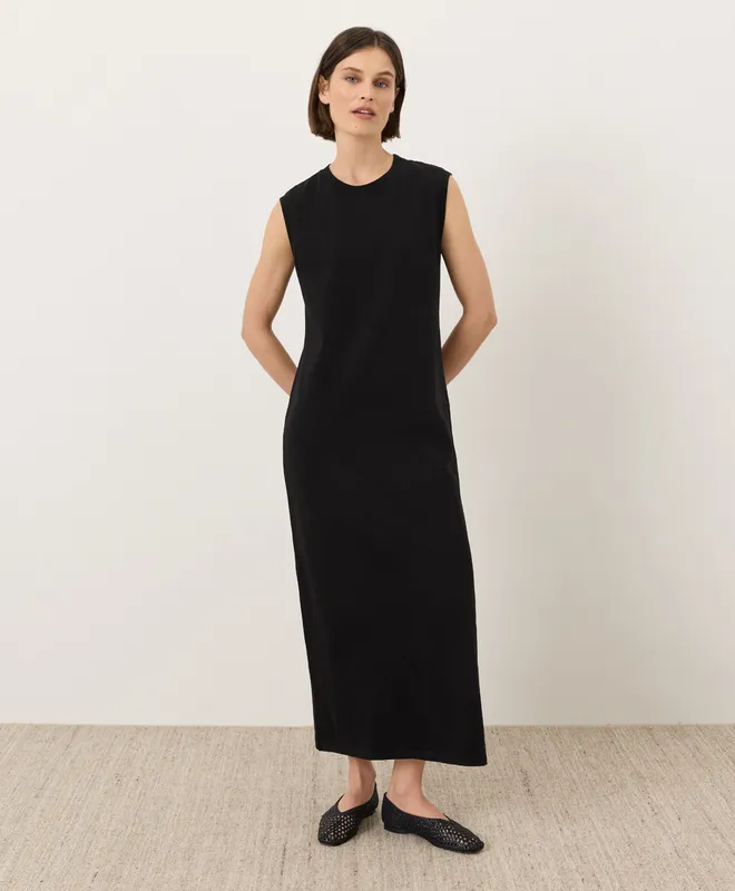 PACT Women's Black Soft-Slub Essential Easy Muscle Tee Maxi Dress XS 5