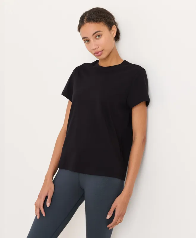PACT Women's Black Softspun Essential Crewneck Tee XS 4