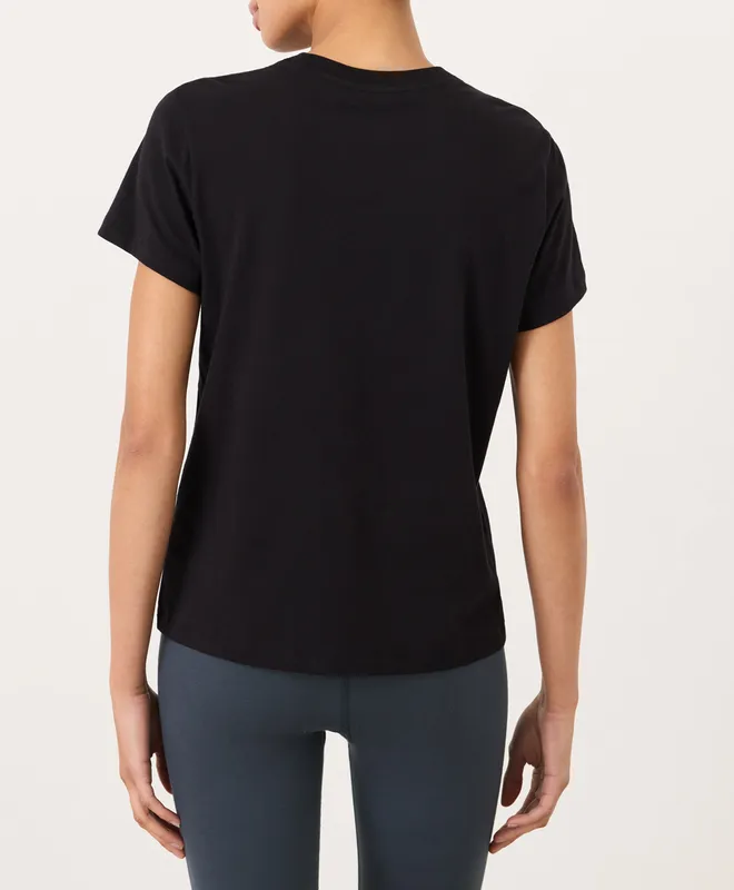 PACT Women's Black Softspun Essential Crewneck Tee XS 5