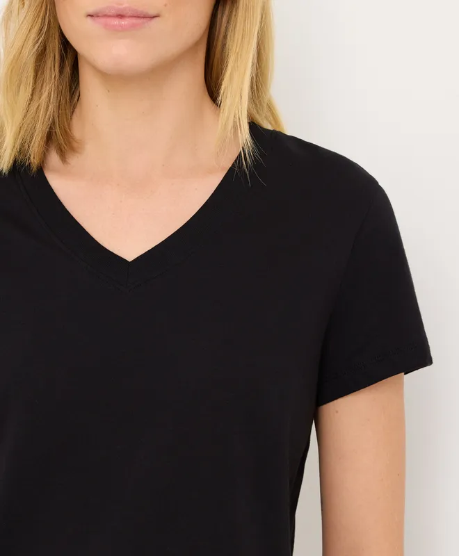 PACT Women's Black Softspun Essential V-Neck Tee XS 2