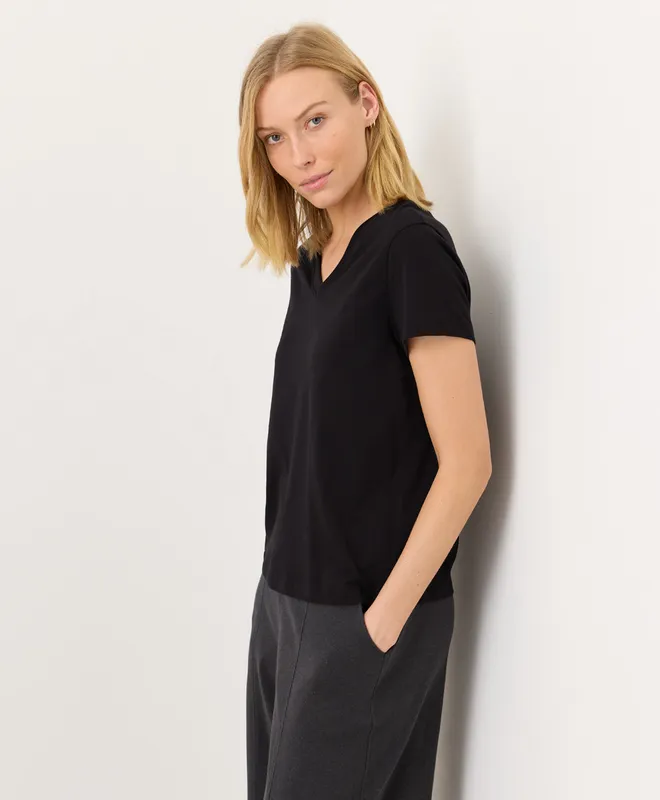 PACT Women's Black Softspun Essential V-Neck Tee XS 4