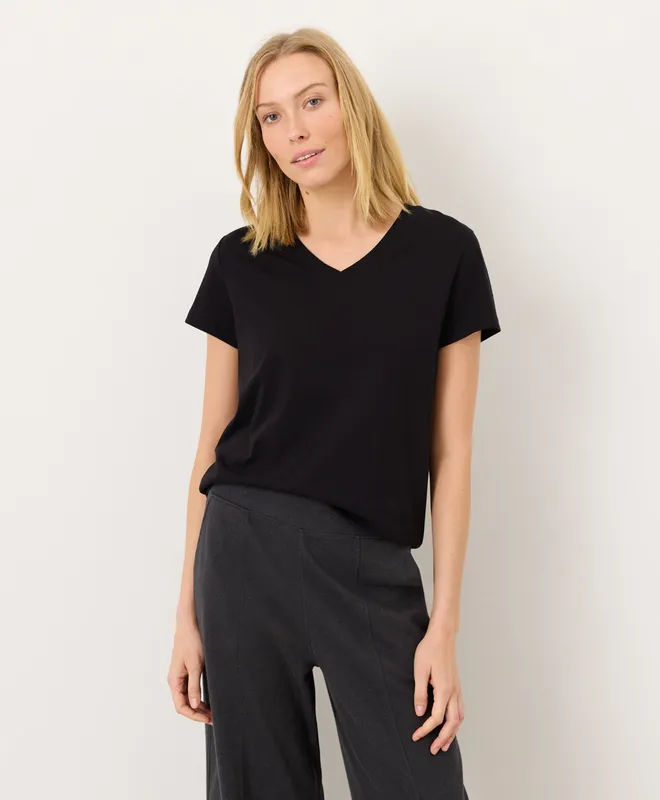 PACT Women's Black Softspun Essential V-Neck Tee XS 5