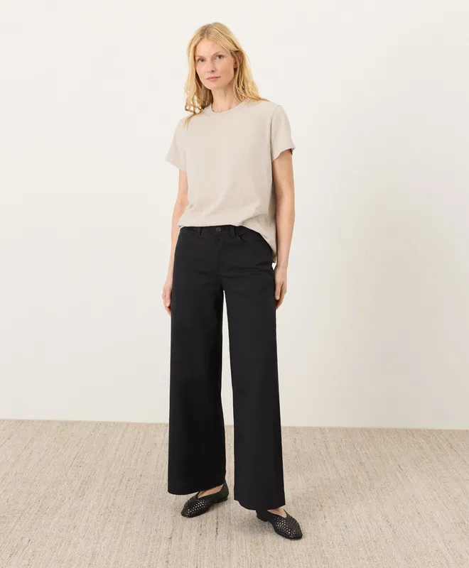 PACT Women's Black Stretch Twill Wide Leg Pant L0 2