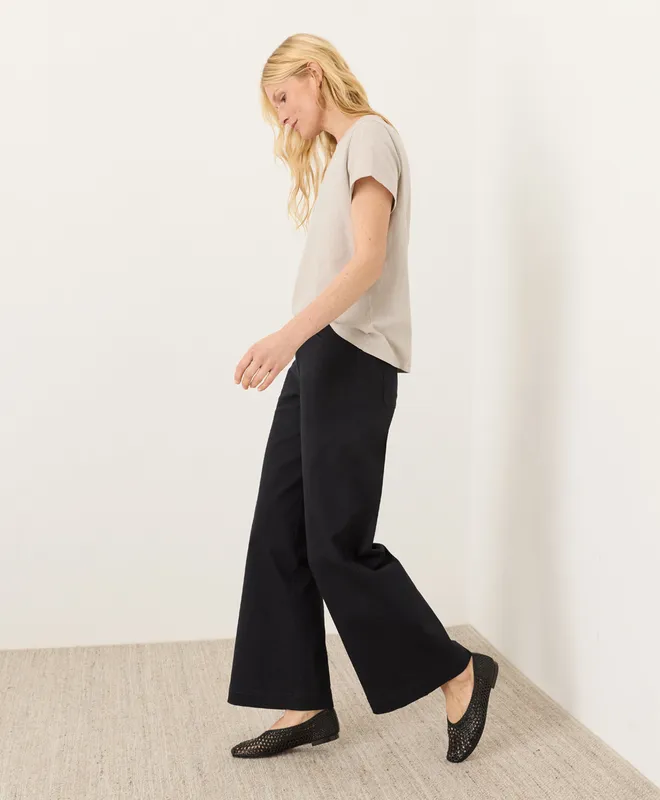 PACT Women's Black Stretch Twill Wide Leg Pant L0 3
