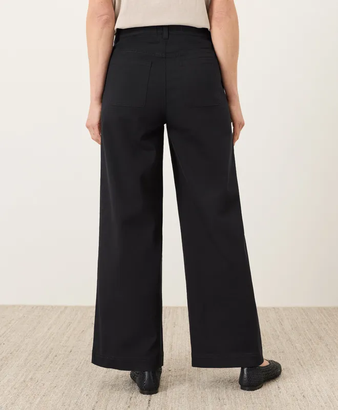 PACT Women's Black Stretch Twill Wide Leg Pant L0 4