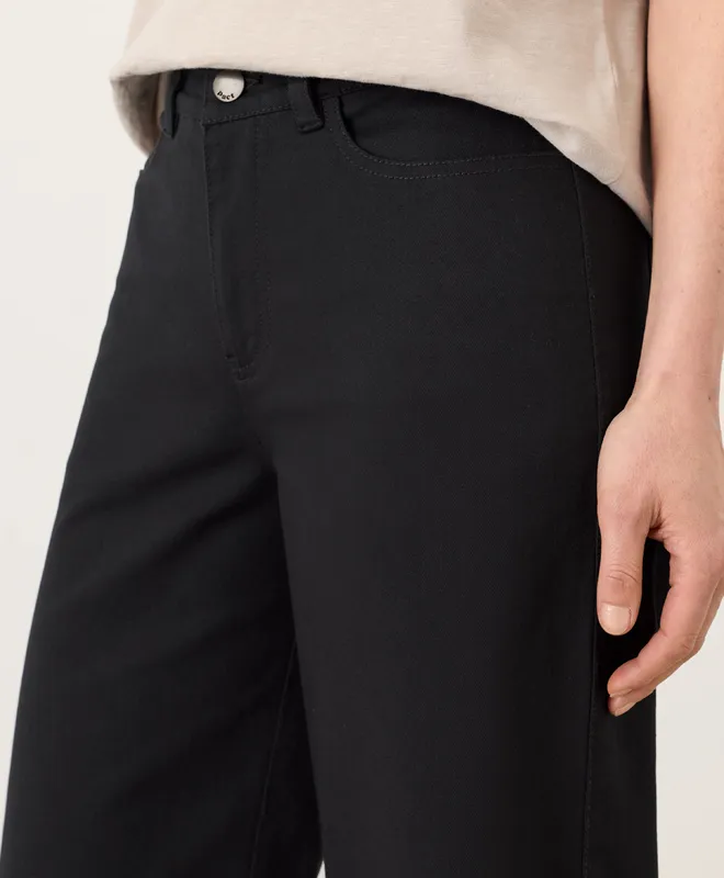 PACT Women's Black Stretch Twill Wide Leg Pant L0 5