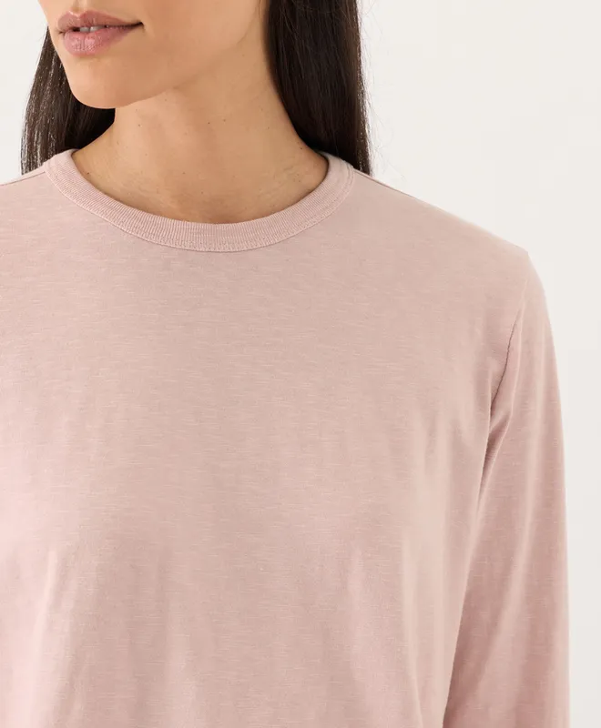 PACT Women's Blush Pink Soft-Slub Essential Crewneck Long Sleeve Tee S 2