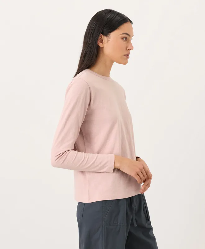 PACT Women's Blush Pink Soft-Slub Essential Crewneck Long Sleeve Tee S 4