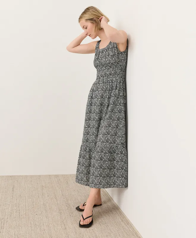 PACT Women's Bohemian Dreams Black Coastal Double Gauze Cami Dress XS 3