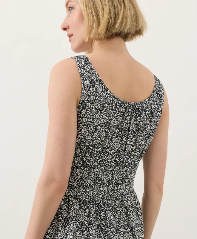 PACT Women's Bohemian Dreams Black Coastal Double Gauze Cami Dress XS 5