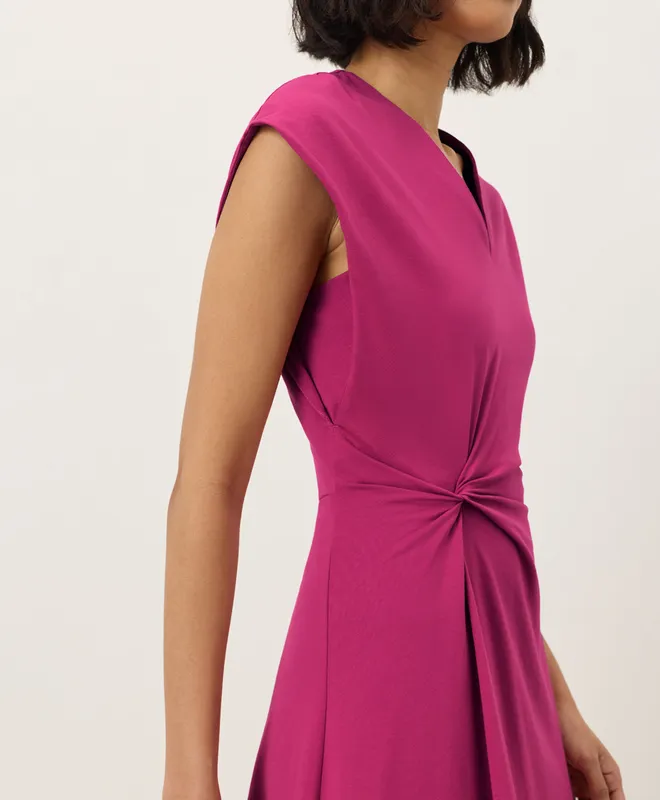 PACT Women's Cactus Flower Pink Fit & Flare V-Neck Twist Dress XS 4