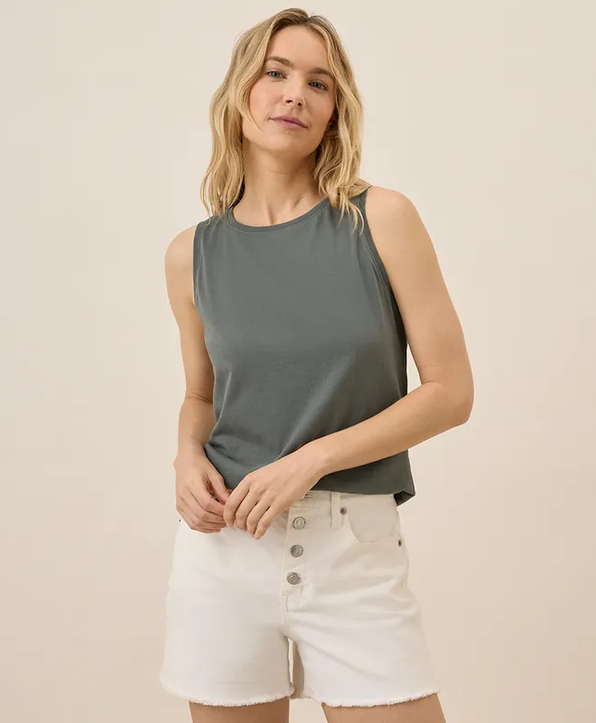 PACT Women's Castor Green Softspun High Neck Tank M